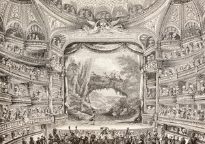 ヴァリエテス-アミュサンテス劇場での1789年のパフォーマンス、1875 作： French School